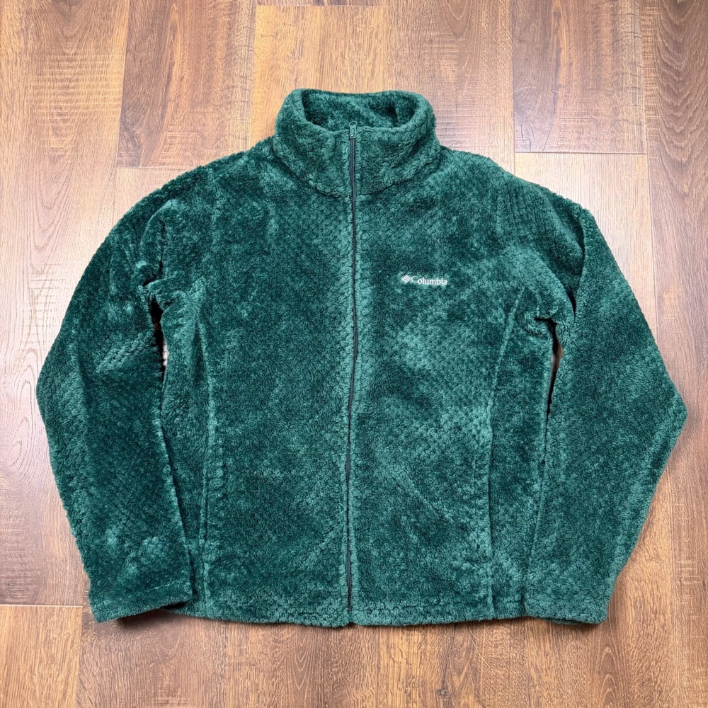Columbia Women's XL Green High Pile Sherpa Fleece Jacket Full Zip Cozy